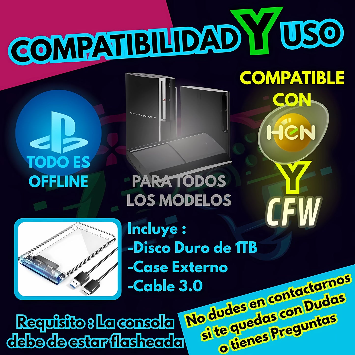 🎮🔥 DISCO DURO EXTERNO DE 1TB ESPECIAL PARA PS3🔥🎮